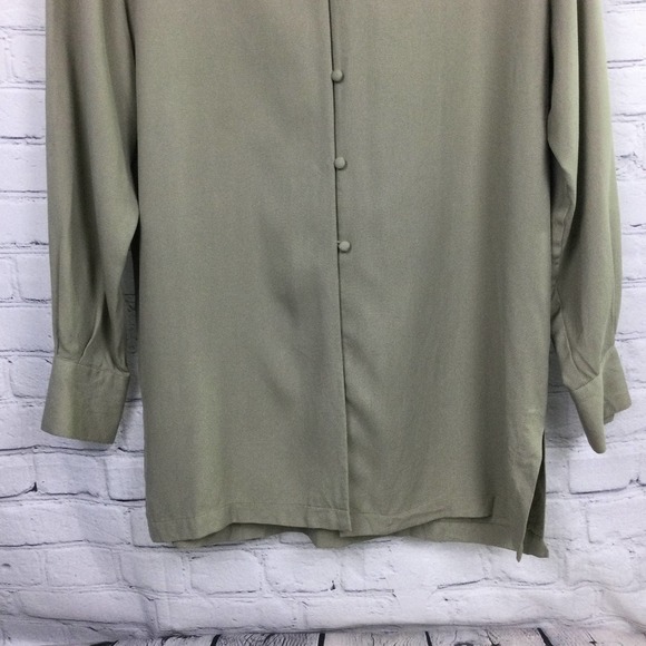 Annie Alexander Silk Work Clothes Mock Collar Long Sleeve Button Down Shirt L - Picture 14 of 14
